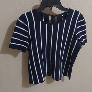 Banana Republic Navy and White Striped Tee